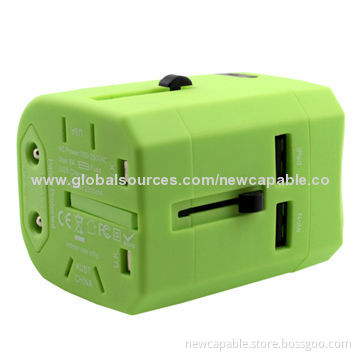3-in-1 Universal Adapter with UK, US, EU Plugs and Dual-USB OutputNew